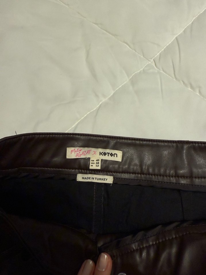 Kahverengi Deri Mini Etek - Görsel 2