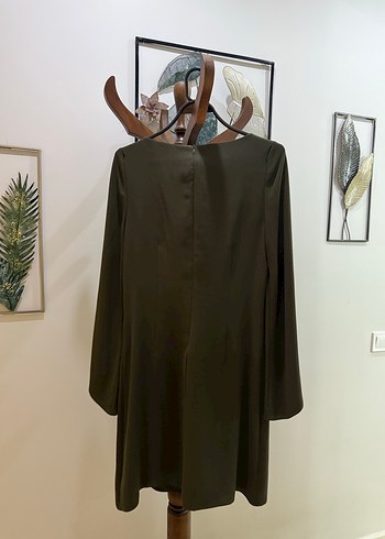 Uzun Kollu Haki Kadın Elbise - Görsel 4
