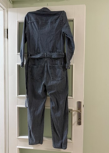 Gri Denim Kadın Uzun Tulum - Görsel 3