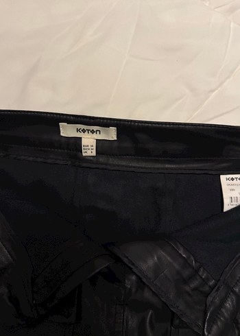 Kemer Detaylı Siyah Deri Mini Etek - Görsel 3