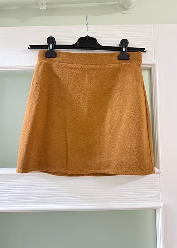 Bej Süet Kemerli Mini Etek - Görsel 2