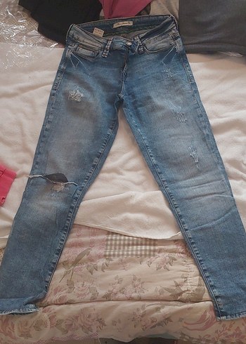 Kadın Mavi Bol Kesim Denim Jean