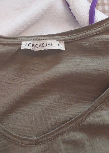 LC Waikiki Kadın Haki Keten Kısa Kollu Tişört