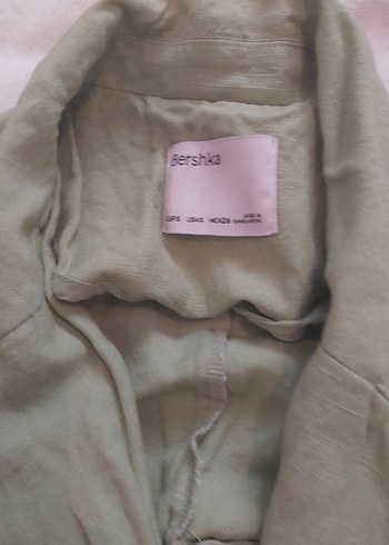 Zara Düğmeli Yeşil Keten Midi Ceket