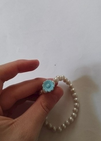 Turkuaz Çiçekli Boncuklu Kadın Bileklik - Görsel 5