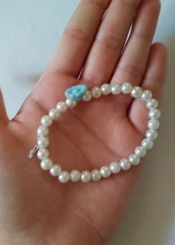 Turkuaz Çiçekli Boncuklu Kadın Bileklik - Görsel 3