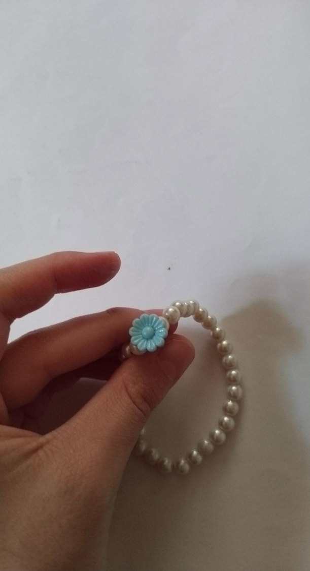 Turkuaz Çiçekli Boncuklu Kadın Bileklik - Görsel 5