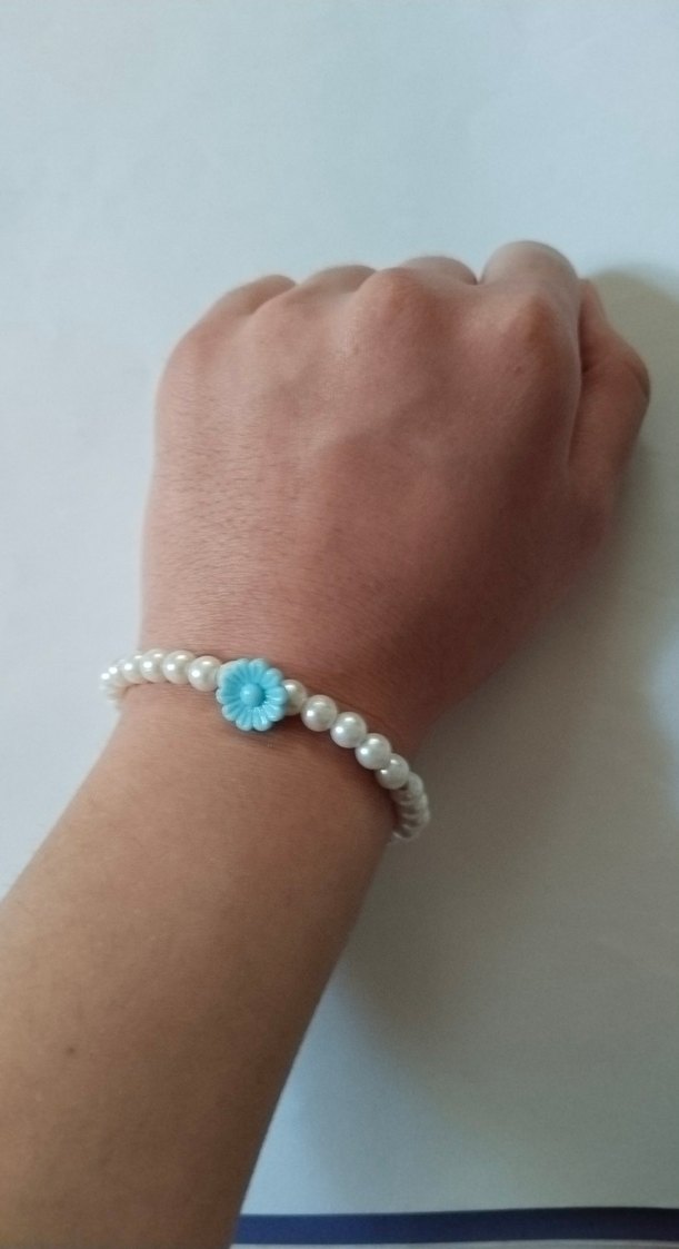 Turkuaz Çiçekli Boncuklu Kadın Bileklik - Görsel 2