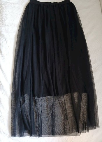 Siyah Drapeli Uzun Gotik Etek/tül etek S-M