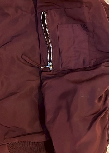 Bordo Düğmeli Midi Street Wear Kadın Ceket - Görsel 4