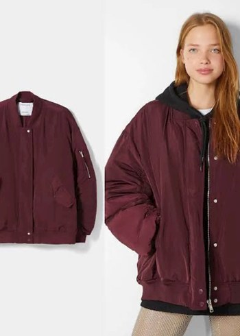 Bordo Düğmeli Midi Street Wear Kadın Ceket - Görsel 5