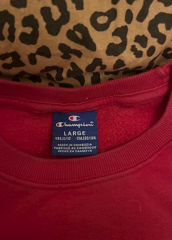 Kırmızı Orjinal Champion Baskılı Kadın Sweatshirt - Görsel 3