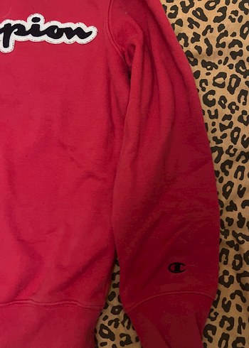 Kırmızı Orjinal Champion Baskılı Kadın Sweatshirt - Görsel 2