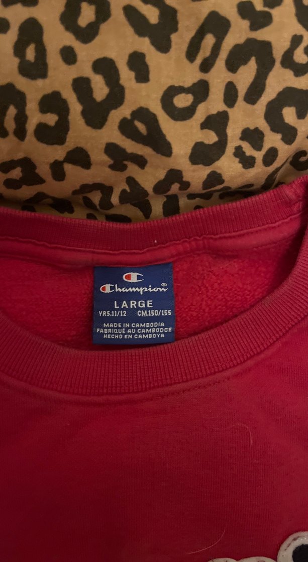 Kırmızı Orjinal Champion Baskılı Kadın Sweatshirt - Görsel 3