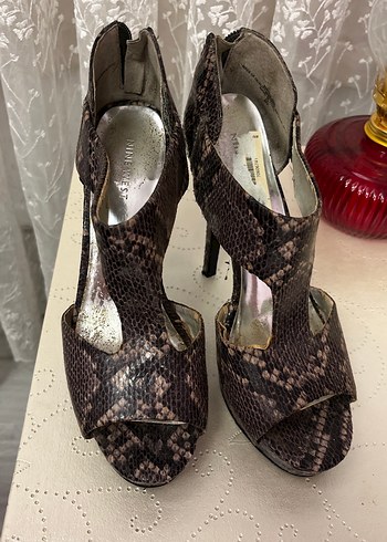 Yılan Desenli Platform Topuklu Kadın Ayakkabı - Görsel 5