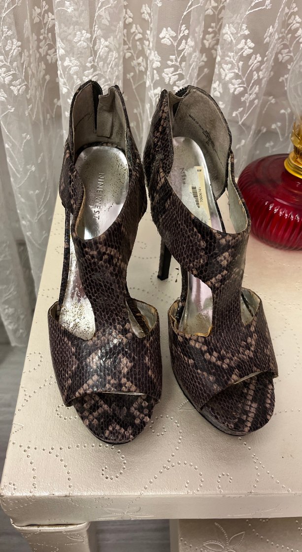 Yılan Desenli Platform Topuklu Kadın Ayakkabı - Görsel 5