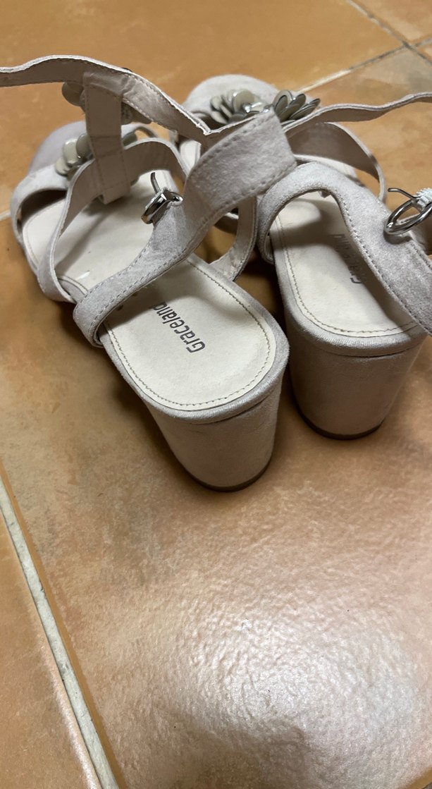 Bej Süet Bohem Çiçekli Dolgu Topuklu Kadın Ayakkabı - Görsel 2