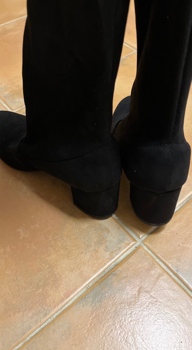 Siyah Süet Tokalı Dizüstü Çizme - Görsel 4