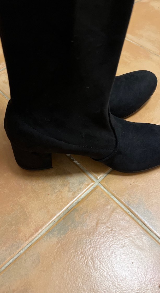 Siyah Süet Tokalı Dizüstü Çizme - Görsel 3