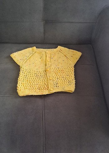 Zara Kız Çocuk Sarı Örgü Kısa Kollu Hırka