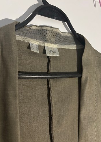 m Beden Kadın Gri Midi Keten Blazer Ceket