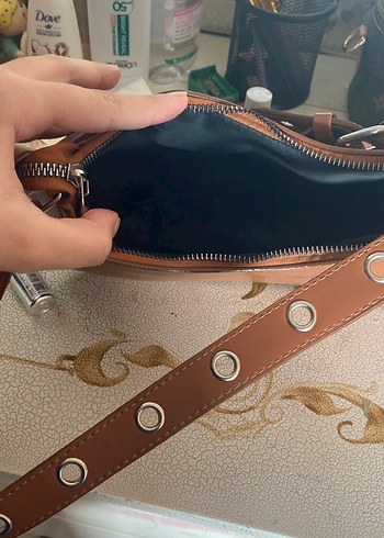  Beden kahverengi Renk Kahverengi Deri Tokalı Kadın Çanta