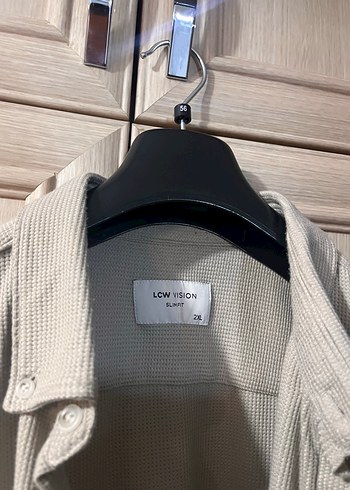 Bej Erkek Keten Gömlek, Uzun Kollu, Düğmeli - Görsel 2