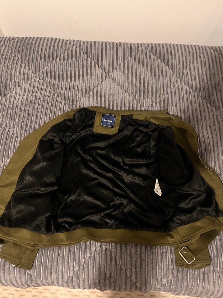 Kadın yeşil Süet Fermuarlı Deri Ceket - Görsel 2