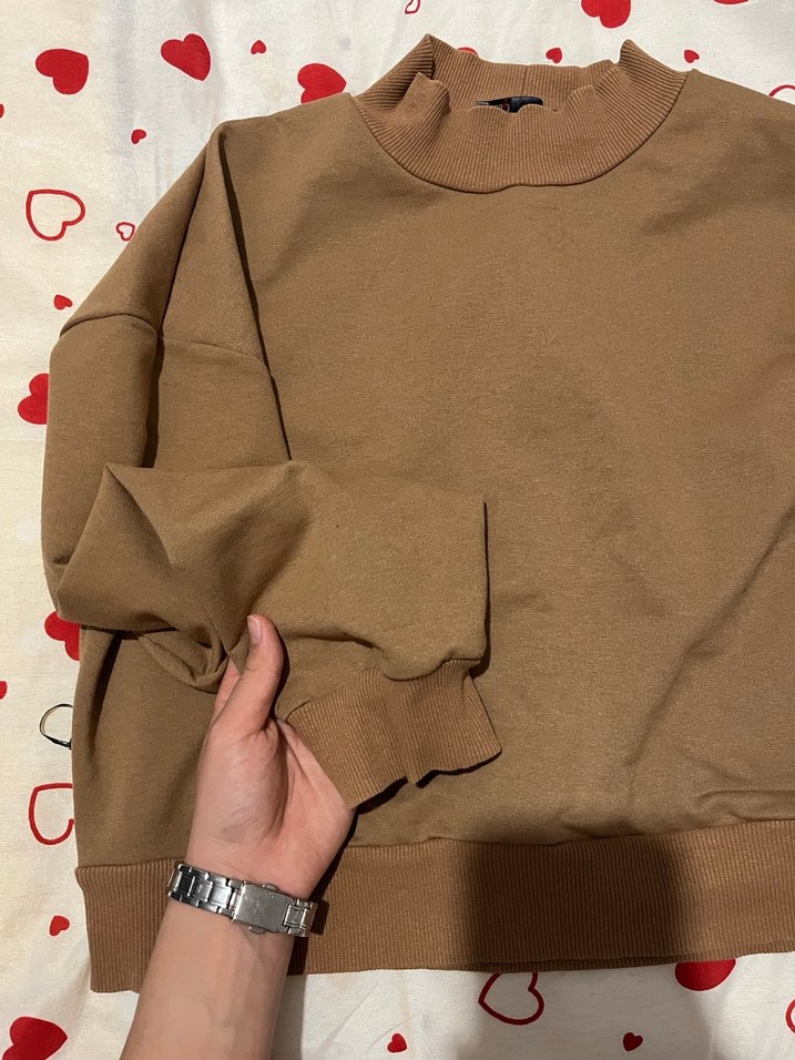 Kadın Kahverengi Salaş Sweatshirt - Görsel 2