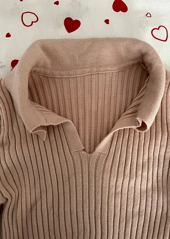 Bej V Yakalı Kadın Triko Kazak - Görsel 3