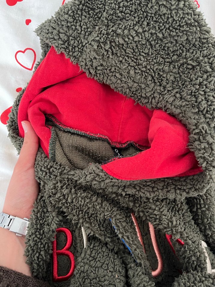 Gri Kapüşonlu Nakışlı Kadın Sweatshirt - Görsel 5