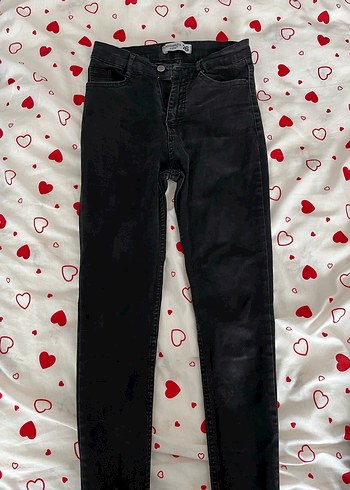 Düğmeli Siyah Normal Boy Denim Pantolon - Görsel 3