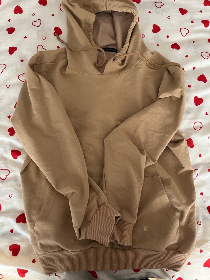 Bej Kapüşonlu Salaş Kadın Sweatshirt - Görsel 2