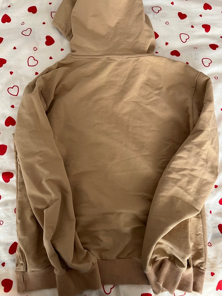 Bej Kapüşonlu Salaş Kadın Sweatshirt - Görsel 5