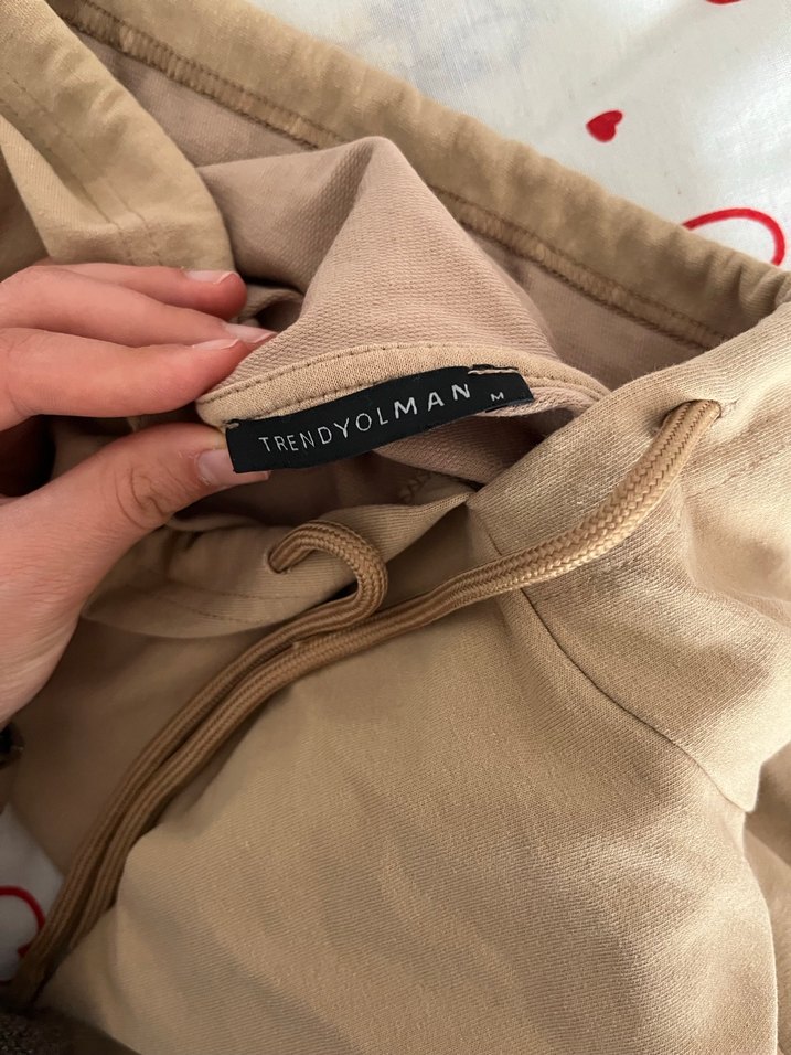 Bej Kapüşonlu Salaş Kadın Sweatshirt - Görsel 3