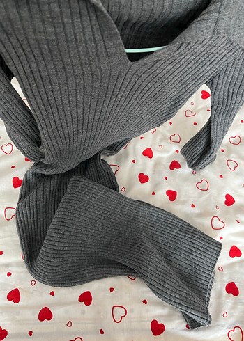 Gri Fitilli Kadın Triko Elbise - Görsel 3