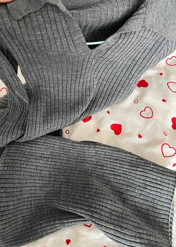 Gri Fitilli Kadın Triko Elbise - Görsel 4