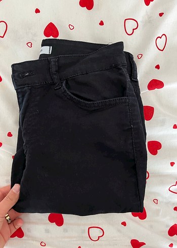 Düğmeli Siyah Kadın Kot Pantolon - Görsel 3