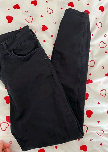 Düğmeli Siyah Kadın Kot Pantolon - Görsel 2