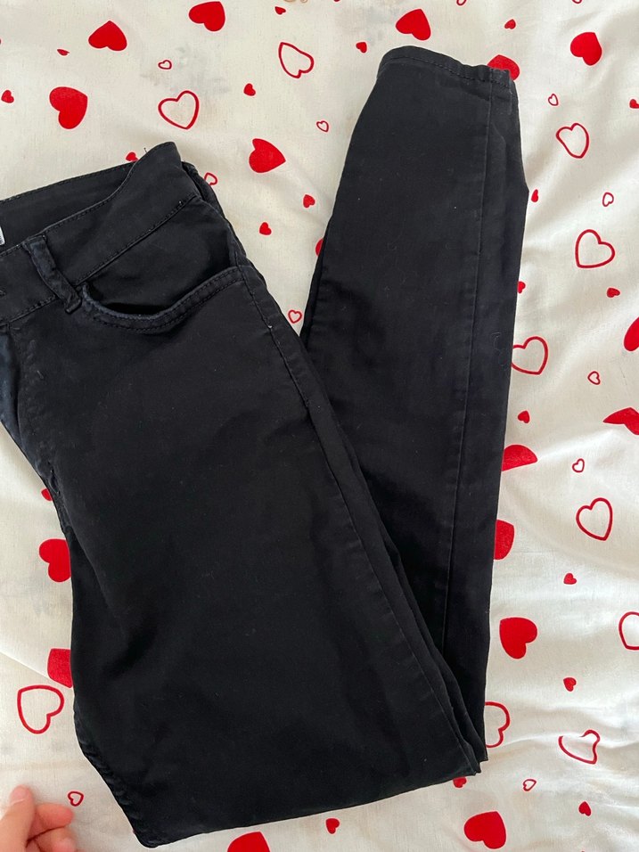 Düğmeli Siyah Kadın Kot Pantolon - Görsel 2