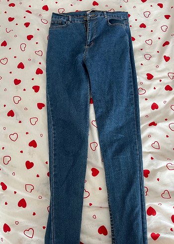 Düğmeli Mavi Midi Kot Pantolon - Görsel 4