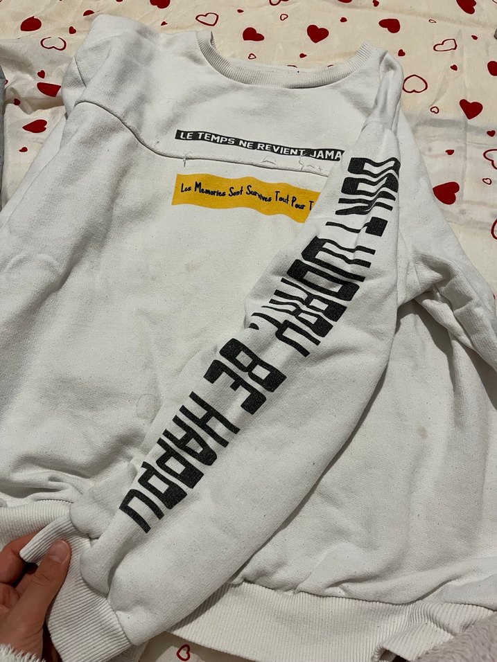 Beyaz Baskılı Kadın Sweatshirt - Görsel 3