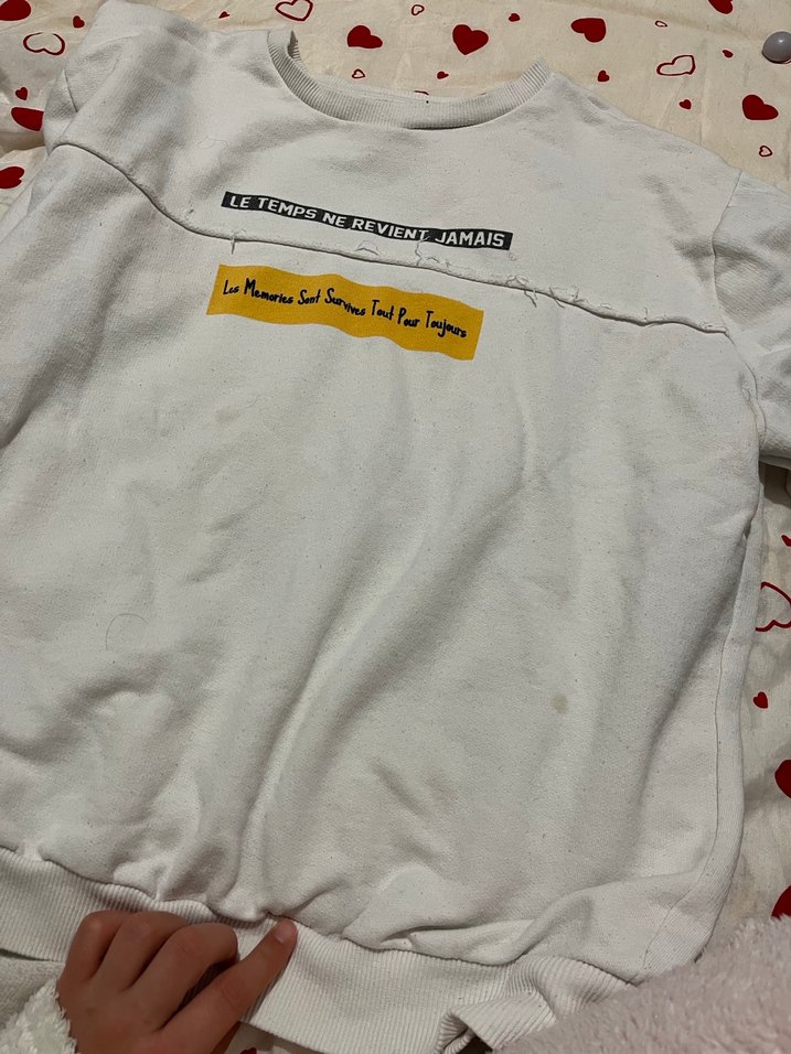 Beyaz Baskılı Kadın Sweatshirt - Görsel 2