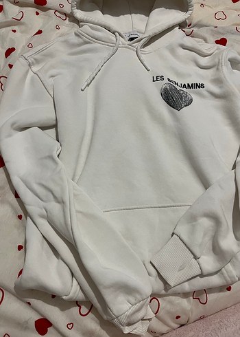 Beyaz Kapüşonlu Uzun Kollu Sweatshirt - Görsel 2