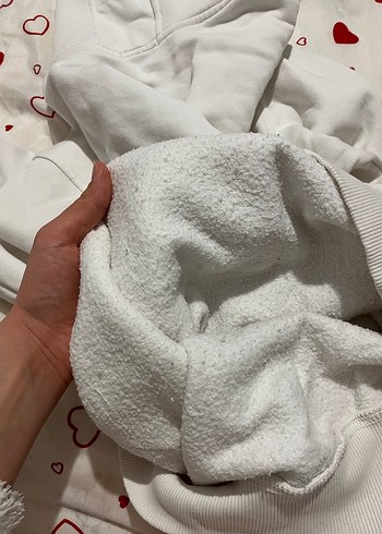 Beyaz Kapüşonlu Uzun Kollu Sweatshirt - Görsel 5