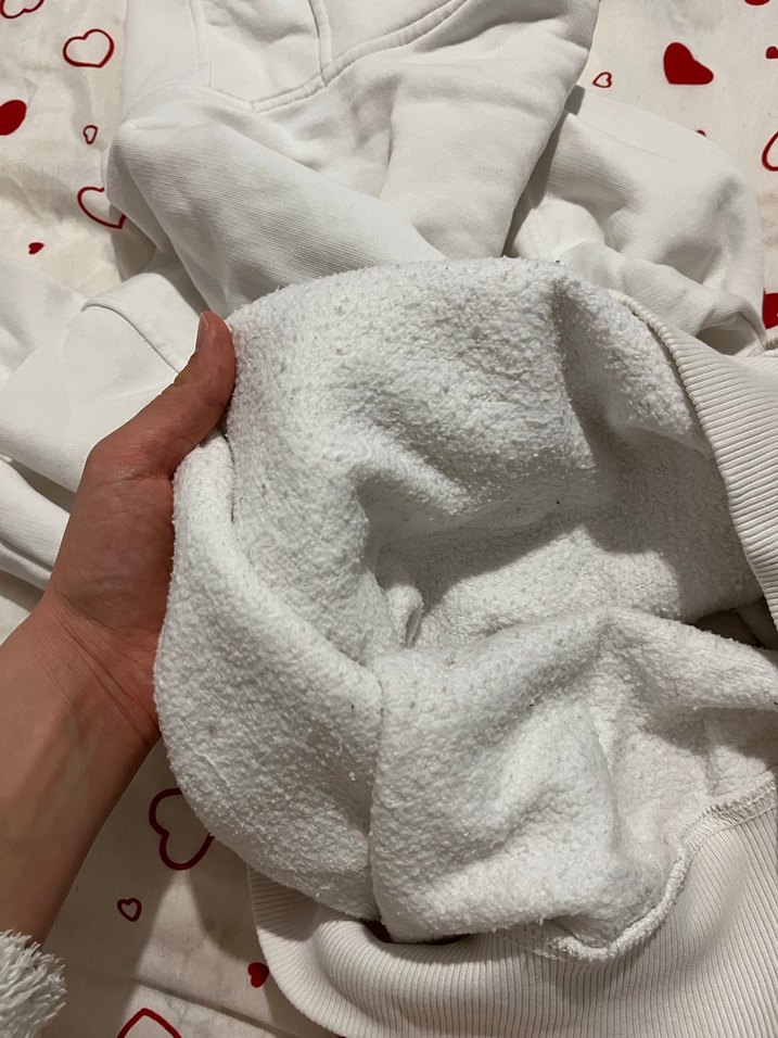 Beyaz Kapüşonlu Uzun Kollu Sweatshirt - Görsel 5