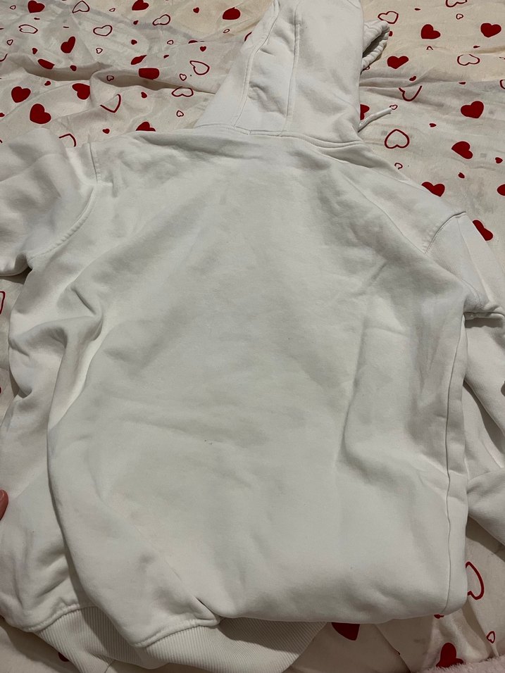 Beyaz Kapüşonlu Uzun Kollu Sweatshirt - Görsel 4