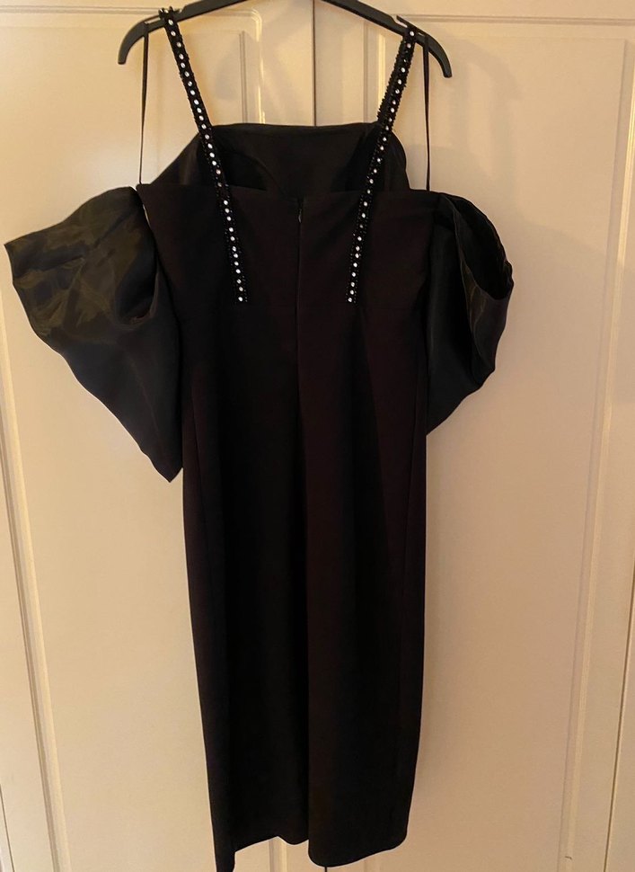 Siyah Drapeli Uzun Abiye Elbise - Görsel 5