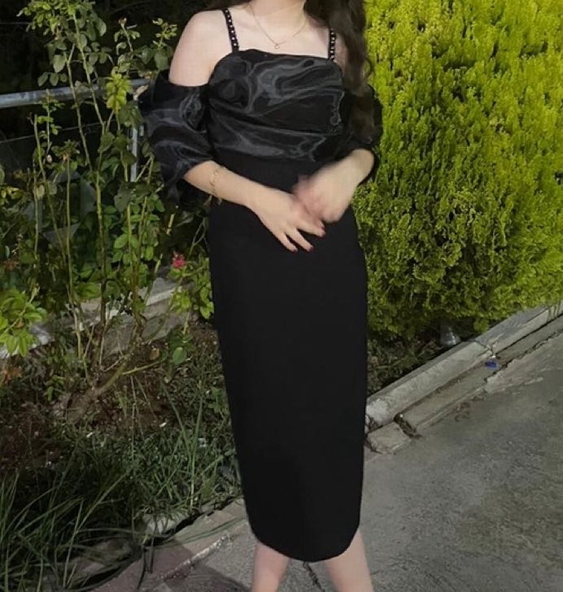 Siyah Drapeli Uzun Abiye Elbise - Görsel 2