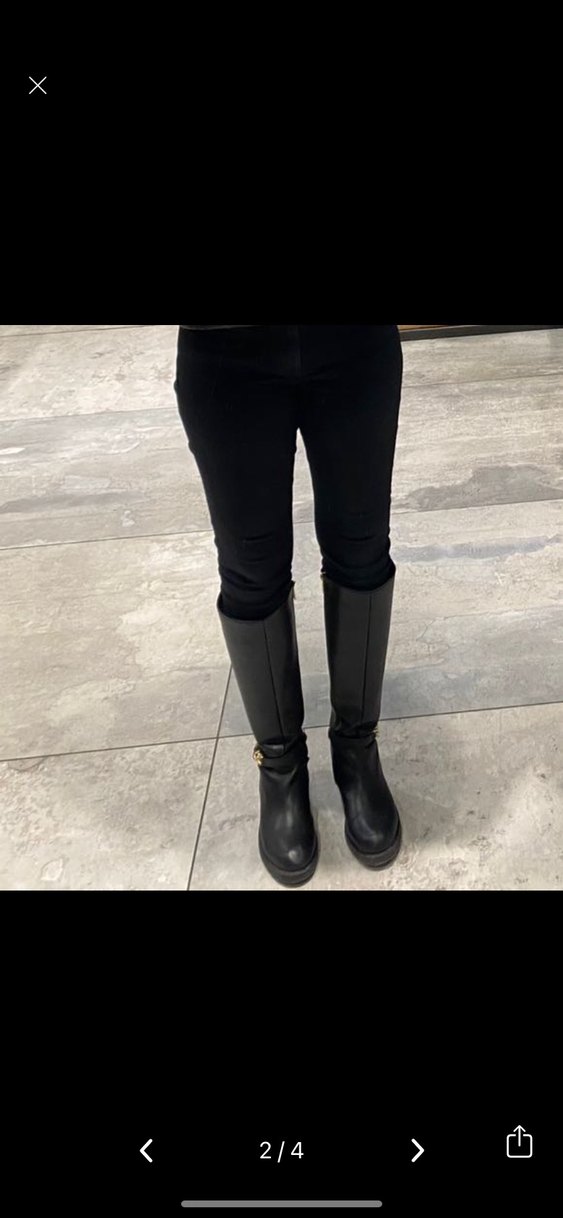 Zincir Detaylı Kadın Siyah Deri çizme - Görsel 3